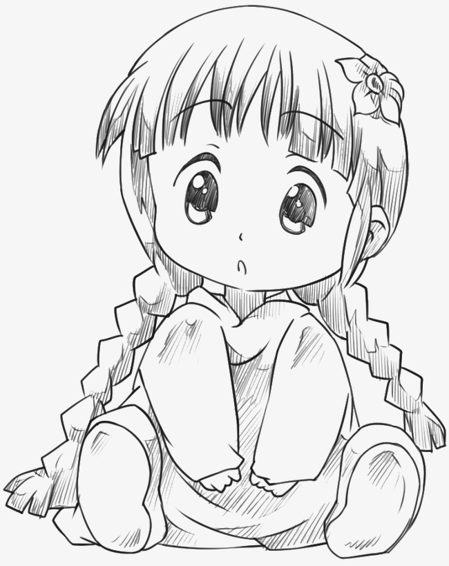 650x819 Cute Little Girl, Pencil Drawing, Line Drawings, Archetypes Png