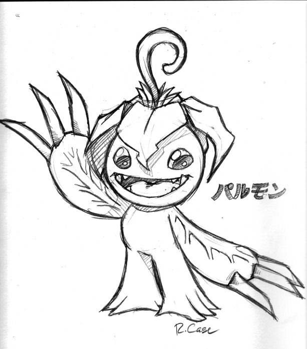 613x697 Palmon Sketch By On @ Anime