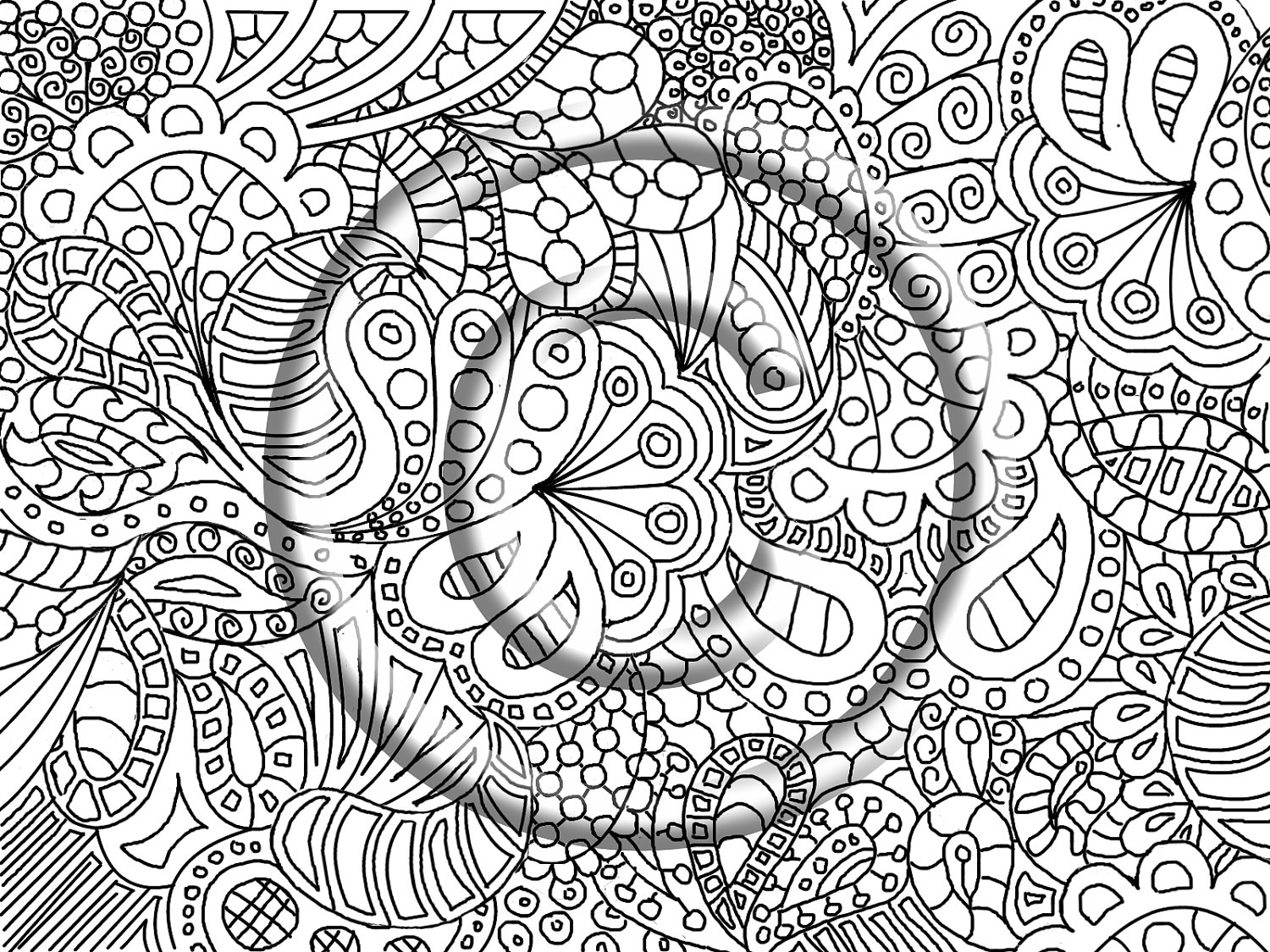 1500x1125 Digital Download Coloring Page Hand Drawn Zentangle Inspired