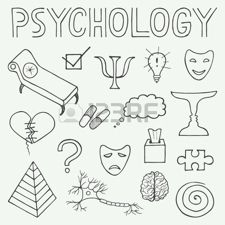 450x450 Psychology Hand Drawn Doodle Set And Typography In Vintage Style