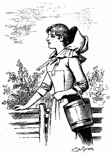 361x500 Public Domain Images Young Girl In Hood Holding Bucket Leans