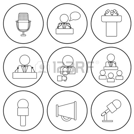 450x450 Set Of Isolated Thin Line Icons On Public Speaking Royalty Free