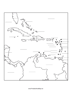 281x364 This Printable Map Of The Caribbean Sea Region Has Blank Lines