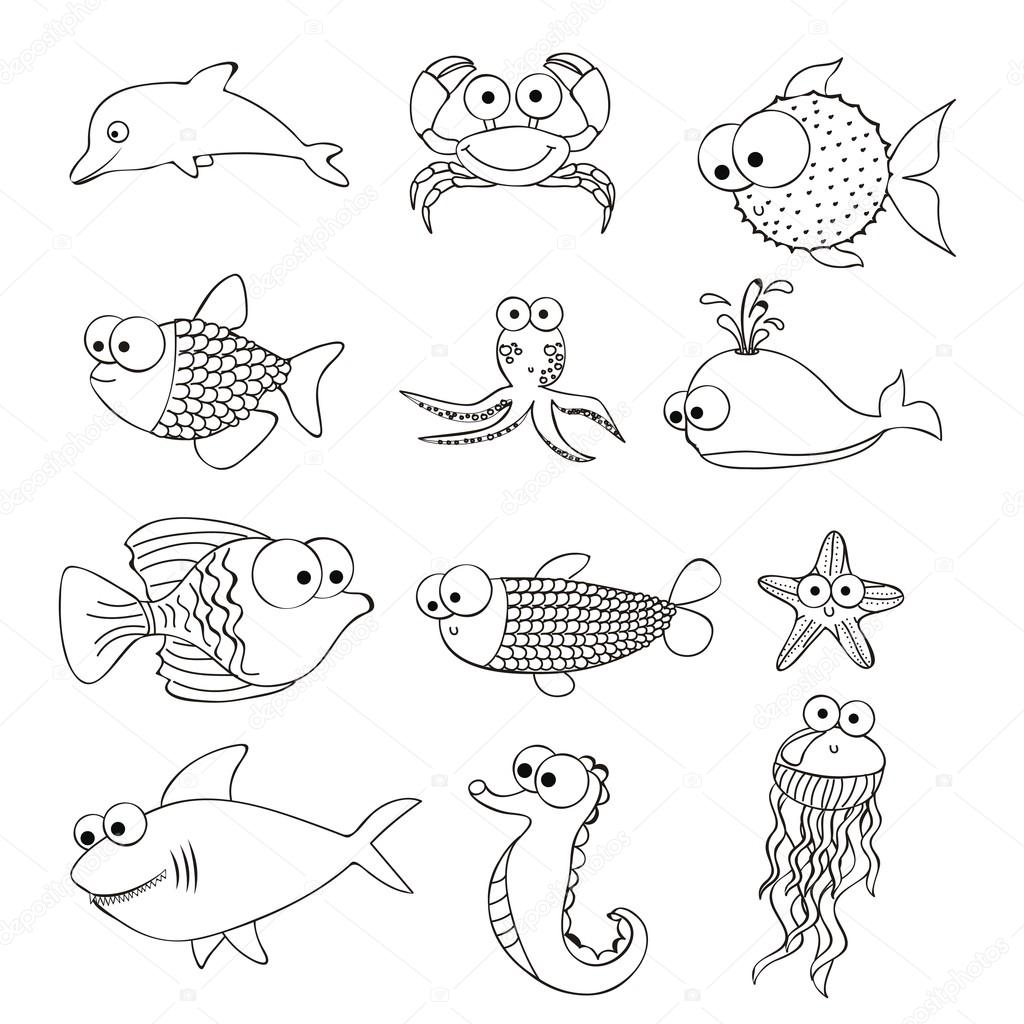 1024x1024 Fish Drawings Stock Vector Grgroupstock