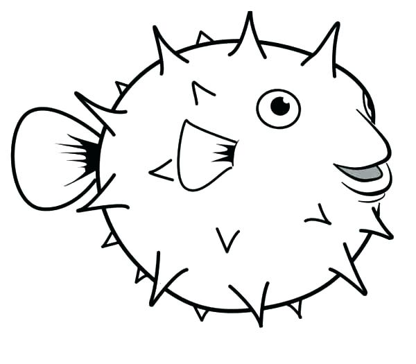 600x525 Cartoon Fish Coloring Pages Puffer Fish Happy Coloring Page