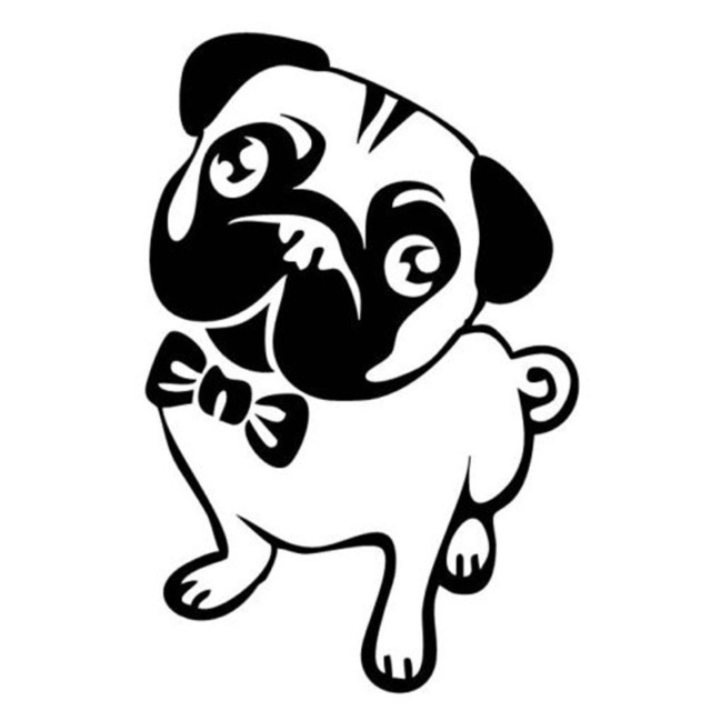 640x640 1015.2cm Lovely Pug Dog Cartoon Car Sticker Fashion Personality