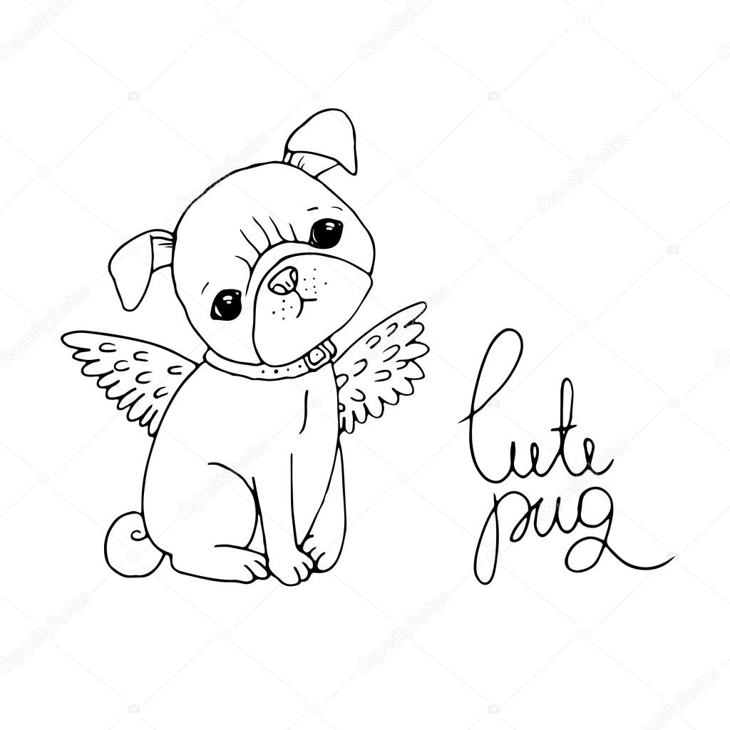 1024x1024 Cute Pug. Dog. Stock Vector Natasha Chetkova