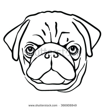 450x460 Dog Face Outline Drawn Pug Outline 2 Dog Face Outline Tattoo