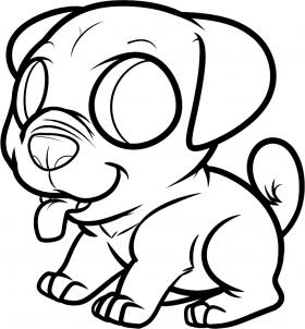 280x302 How To Draw A Pug Puppy, Pug Puppy, Step By Step, Pets, Animals