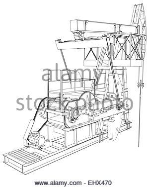 300x378 Oil Pump Jack. Vector Rendering Of 3d Stock Vector Art