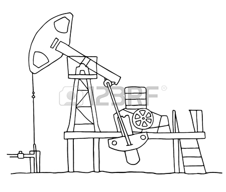 450x383 Cartoon Sketch Field Pumpjack. Colored Oil Well Illustration