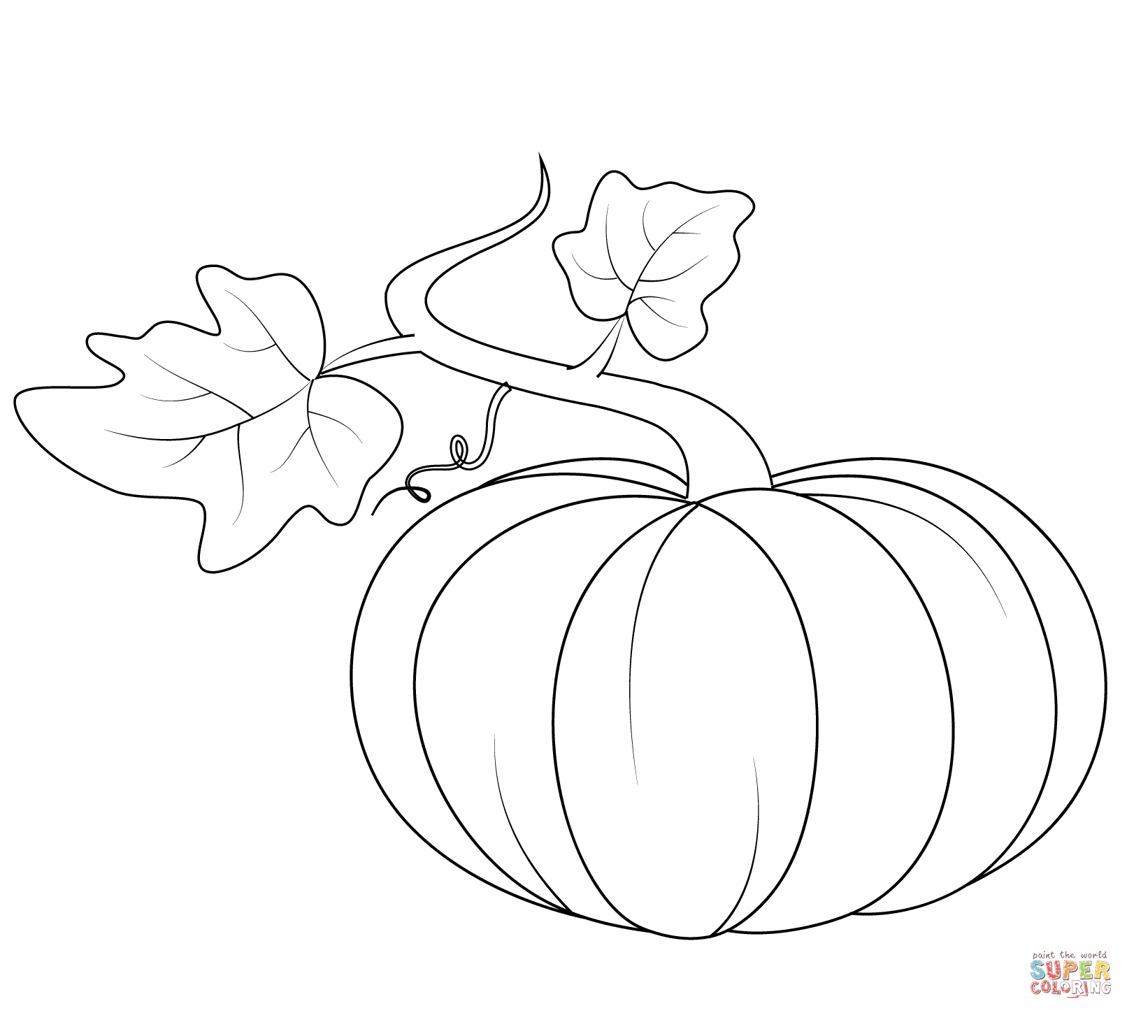 1612x1449 Pumpkin With Leaves Coloring Page Free Printable Coloring Pages