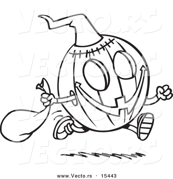 600x620 Vector Of A Cartoon Running Halloween Pumpkin