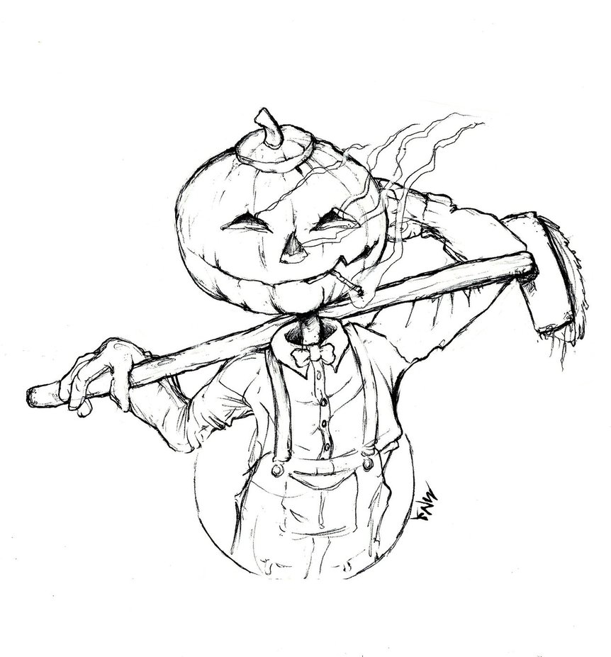 Pumpkin Head Drawing at GetDrawings | Free download