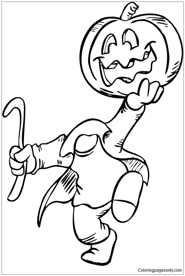 604x899 Pumpkin Head Coloring Page