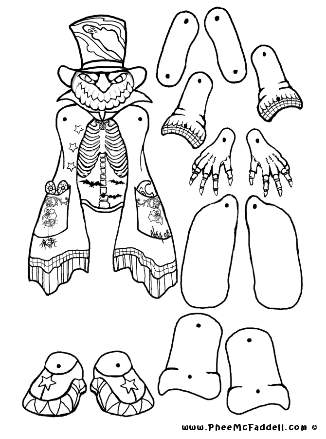 670x900 Pumpkin Head Puppet Coloring Page