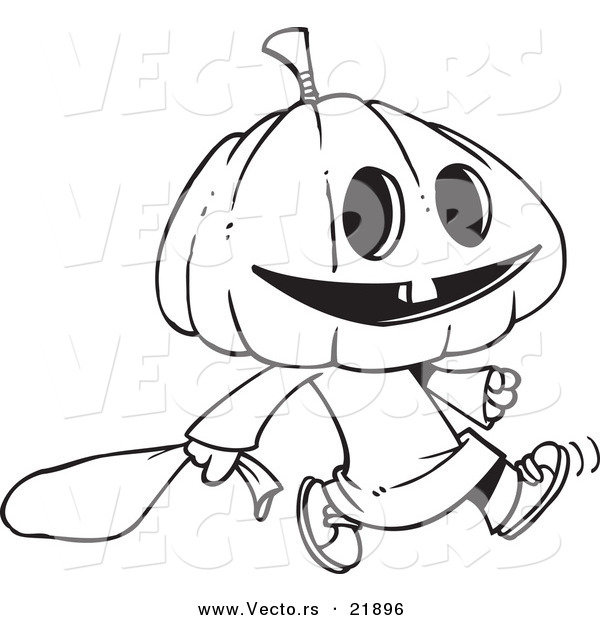 600x620 Vector Of A Cartoon Pumpkin Head Trick Or Treater