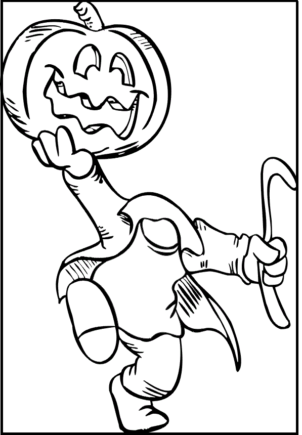597x860 Ghost Pumpkin Head Coloring Picture For Kids Halloween