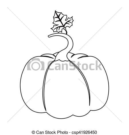 450x470 Pumpkin Icon In Outline Style Isolated On White Background