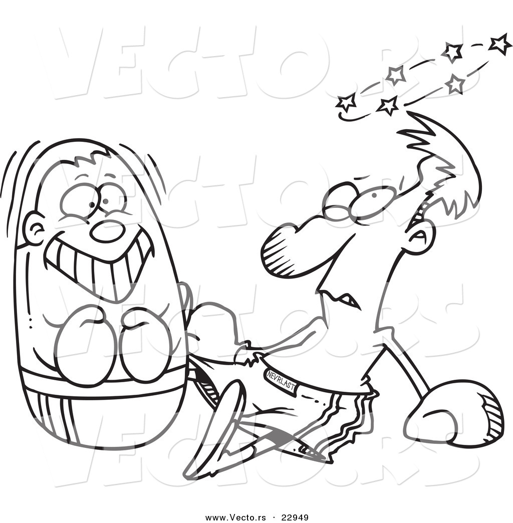 1024x1044 Vector Of A Cartoon Man Being Beat Up By A Blow Up Punching Bag