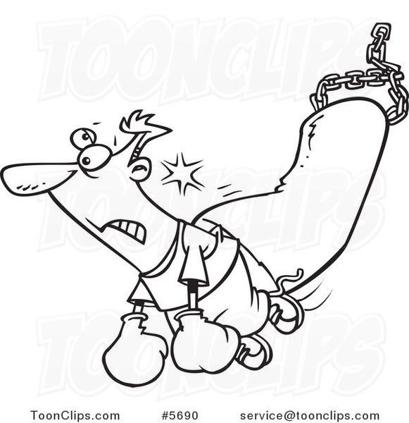 581x600 Cartoon Black And White Line Drawing Of A Guy Being Knocked Out By