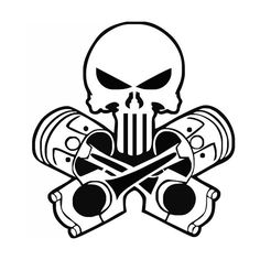 236x236 Punisher Pistons Skull Laptop Car Truck Vinyl Decal Window Sticker
