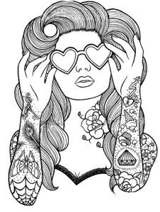 226x300 Adult Coloring Pages Punk Girl 3 Design Kids