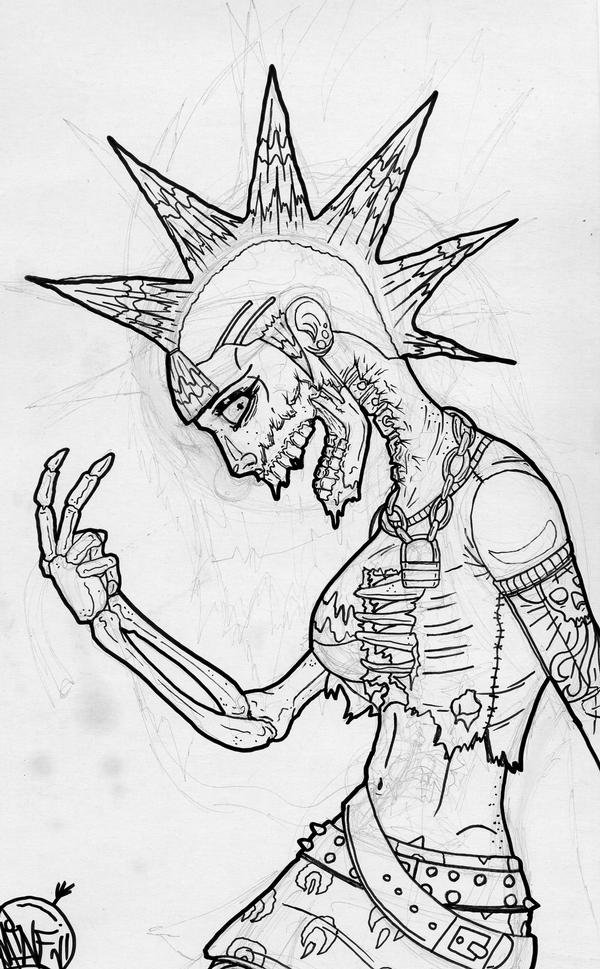 600x969 Punk Girl Zombie By Famineone