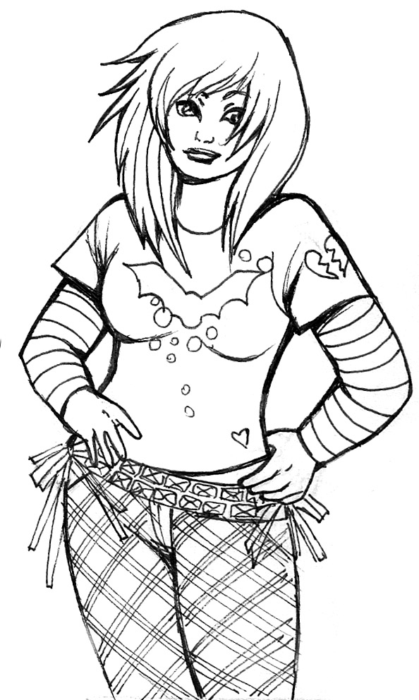 594x992 Emopunk Girl Lineart By Acorna252525