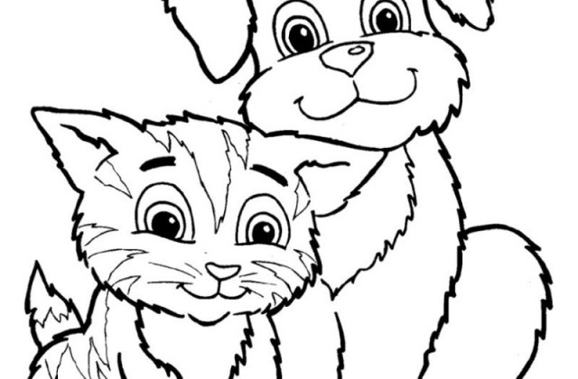 640x420 Tag For Cute Kitten And Puppy Coloring Pages To Color Puppies