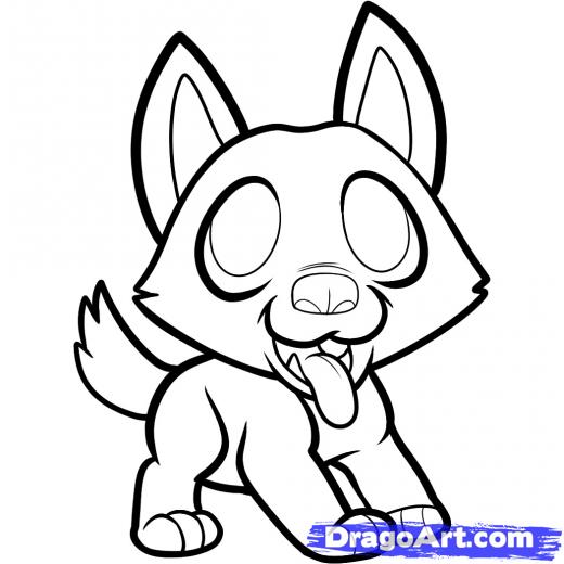 520x520 Drawn German Shepherd Husky Puppy