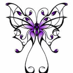 236x236 Purple Butterfly Tattoo With Initial In Bottom Center P