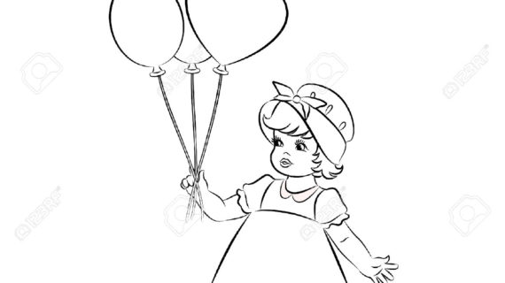 570x320 Little Girl Cartoon Drawing My Cliprt Of Little Girl Holding