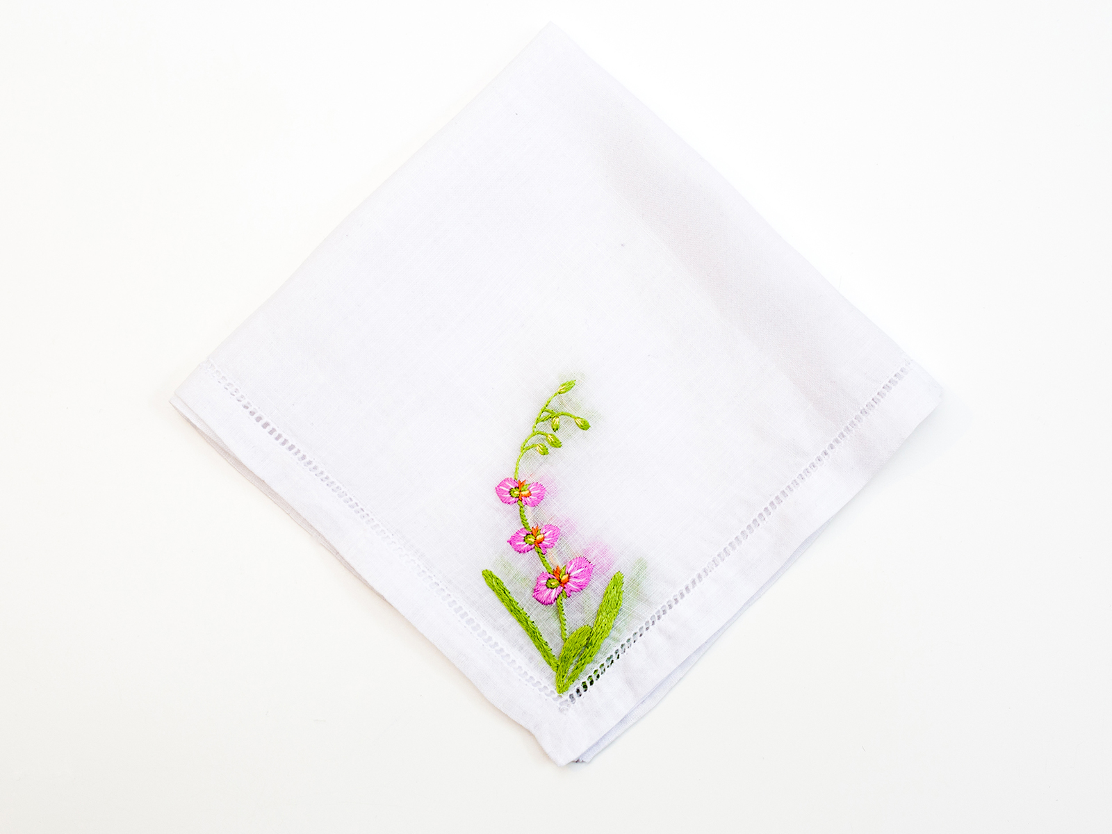 1600x1200 Hand Embroidered Handkerchief Purple Orchid Harmonic Homes