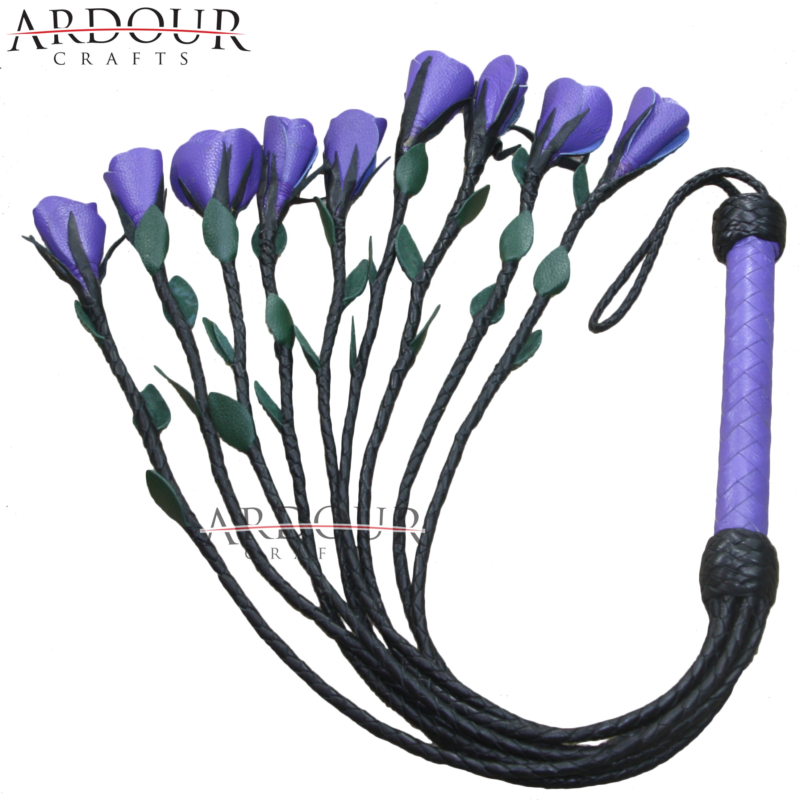 2592x2592 Purple Leather Rose Flogger 09 Tails
