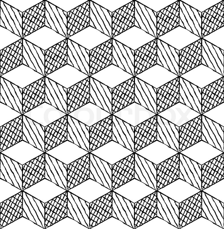 783x800 Black And White Cubes Puzzle Seamless Pattern Stock Vector