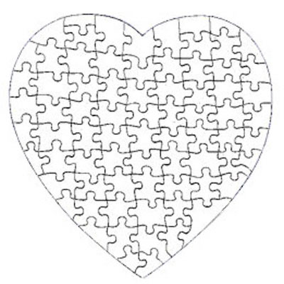400x400 7.5 Heart Shaped 75 Piece Gloss Puzzle 10 Pack