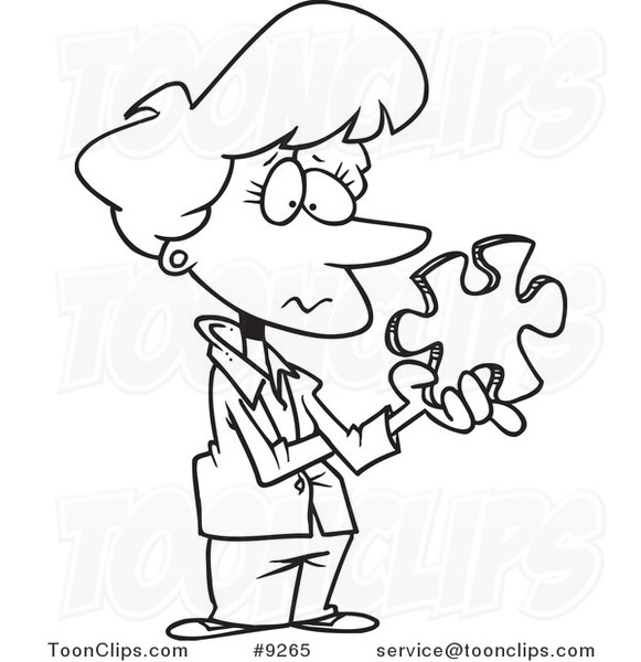 581x600 Cartoon Blacknd White Line Drawing Of Business Woman Holding
