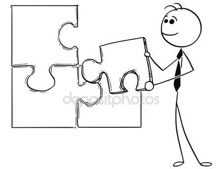 450x344 Cartoon Illustration Of Business Man Holding Jigsaw Puzzle Piece