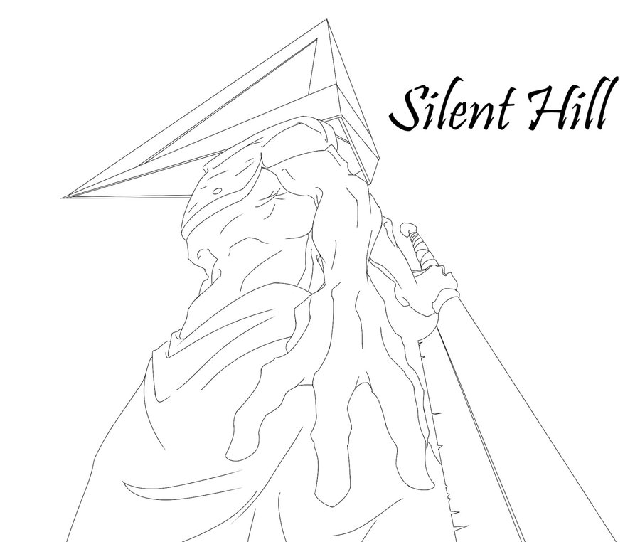 900x762 Pyramid Head Line Art By Panndy