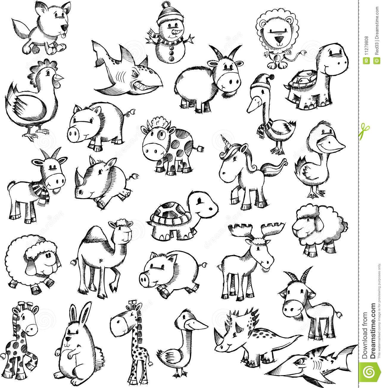 1293x1300 Super Sketch Doodle Animal Set