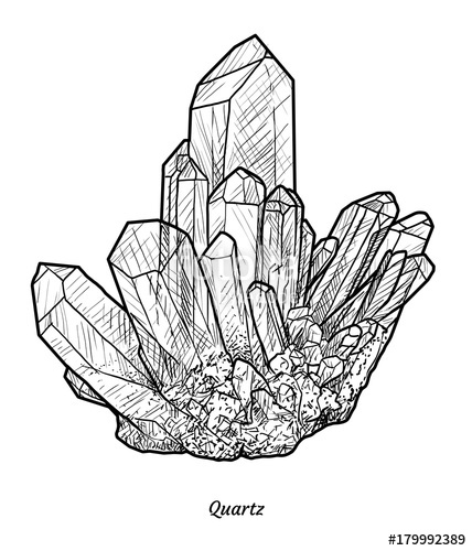 428x500 Quartz Illustration, Drawing, Engraving, Ink, Line Art, Vector