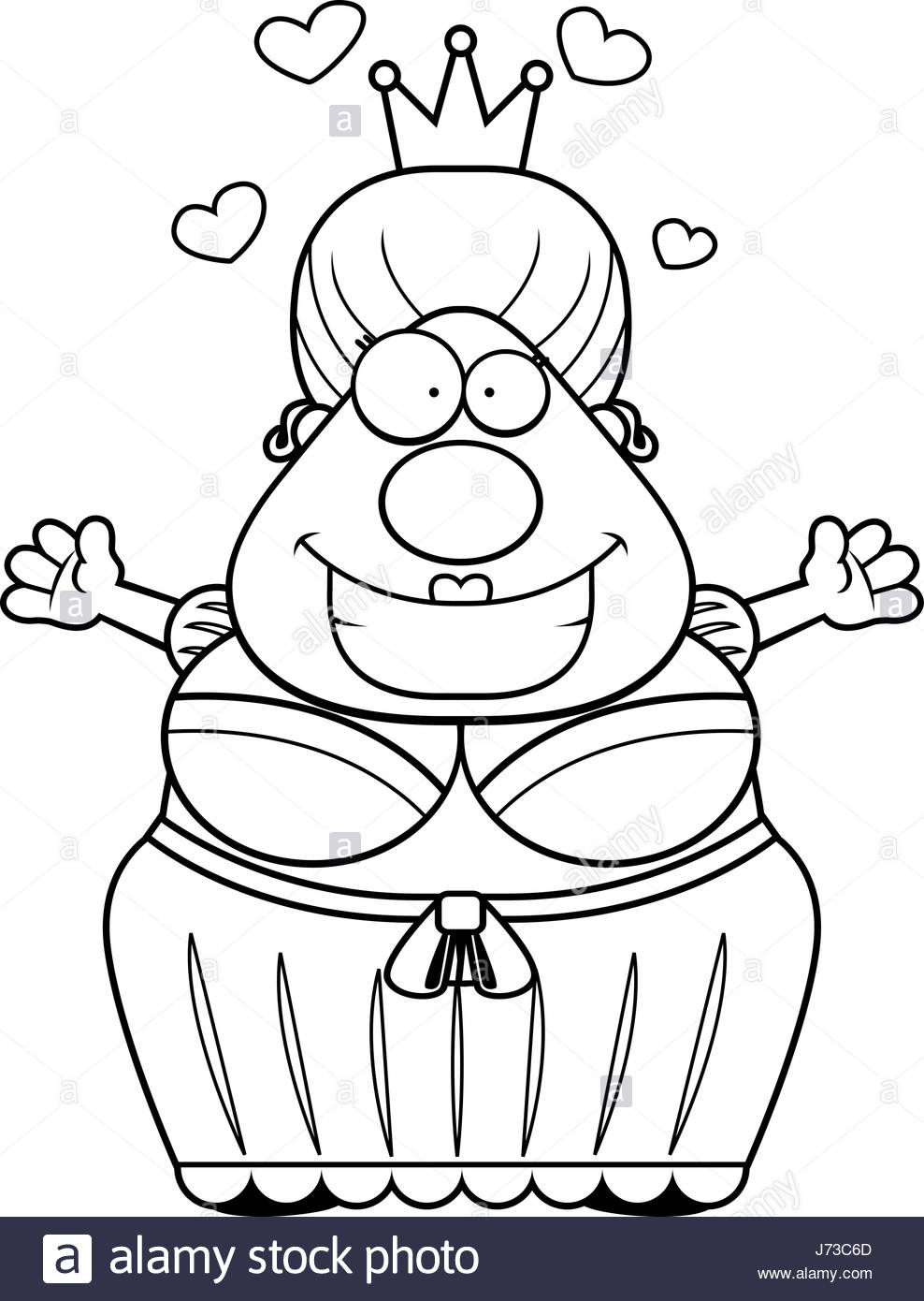 988x1390 A Happy Cartoon Queen Ready To Give A Hug Stock Vector Art