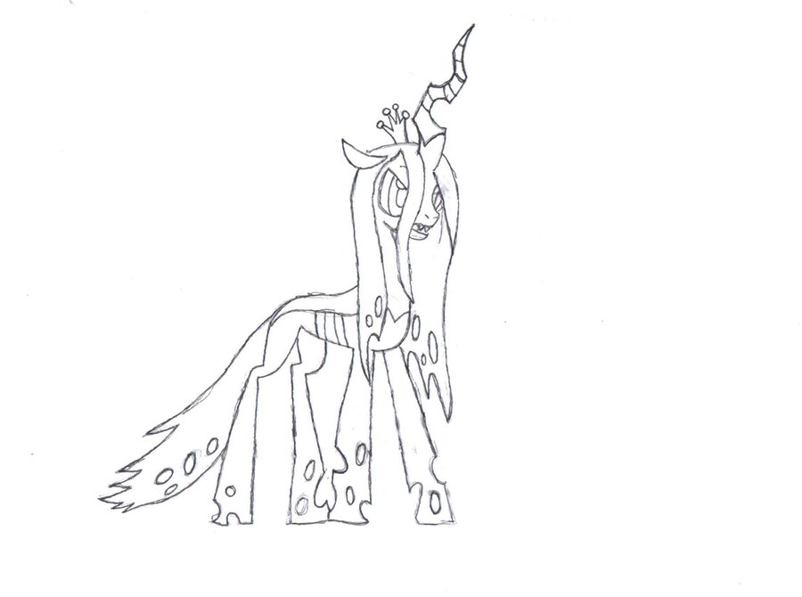 900x670 Queen Chrysalis Line Drawing By Ryuji1993