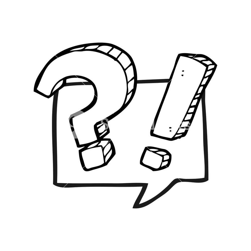 1000x1000 Freehand Drawn Black And White Cartoon Question Speech Bubble