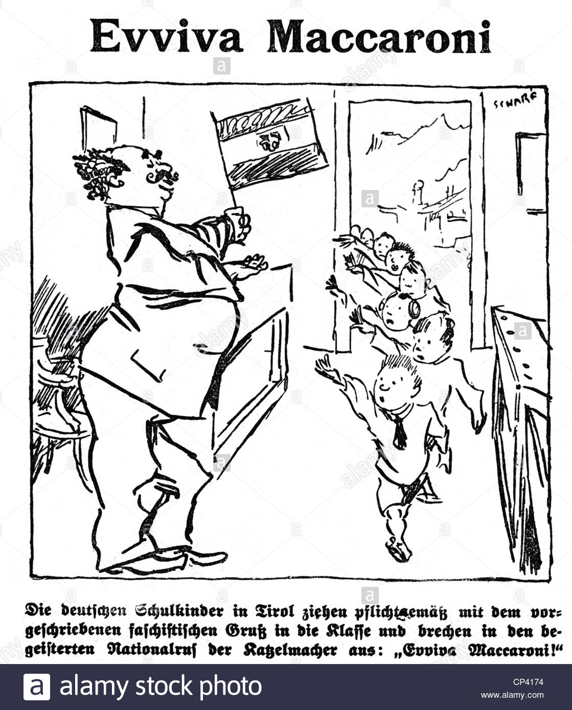 1119x1390 Politics, South Tyrol Question, Caricature, Evviva Maccaroni