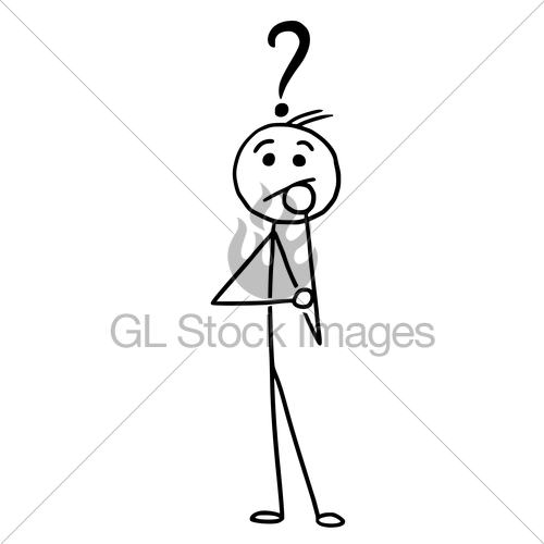 500x500 Vector Stickman Cartoon Man Standing With Question Mark A Gl