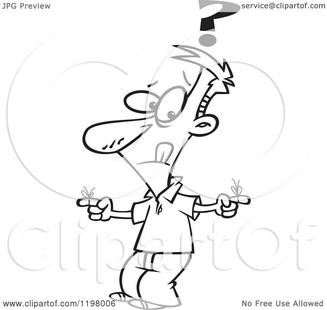 1080x1024 Cartoon Of An Outlined Forgetful Man With A Question Mark