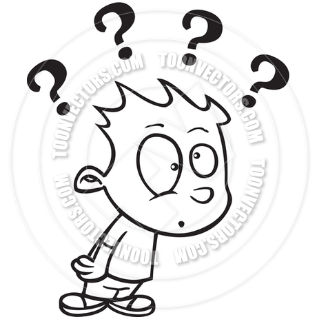 460x460 Cartoon Boy Questions (Black And White Line Art) By Ron Leishman