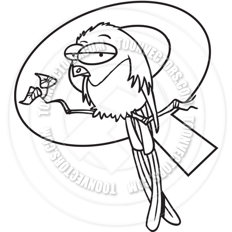 460x460 Cartoon Quetzal Alphabet Letter Q (Black And White Line Art) By